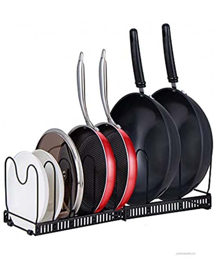 Pot Lid Rack Holder Organizer Mlesi Expandable Pot and Pan Organizers Rack with 12 Adjustable Compartments Kitchen Cabinet Pantry Organizer Rack black