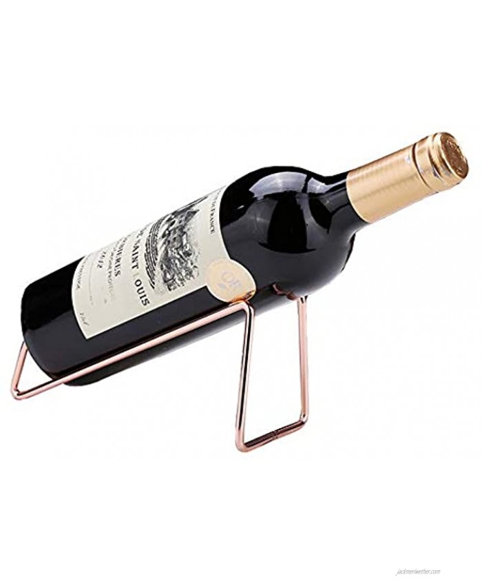 CdyBox Creative Metal Red Wine Rack Single Wine Bottle Holder Rack Display for Home Living Room Wine Rack Rose-Gold