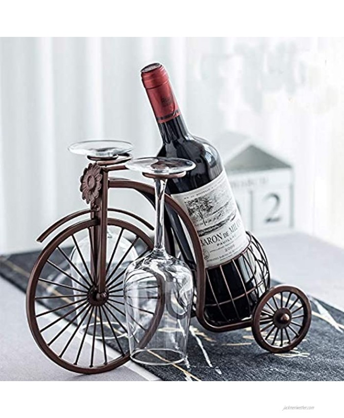 Cicodona Bicycle Wine Rack and Wine Glass Holder-Hold 1 Wine Bottle and 2 Glasses-Perfect for Home Kitchen Decor & Kitchen Storage Rack