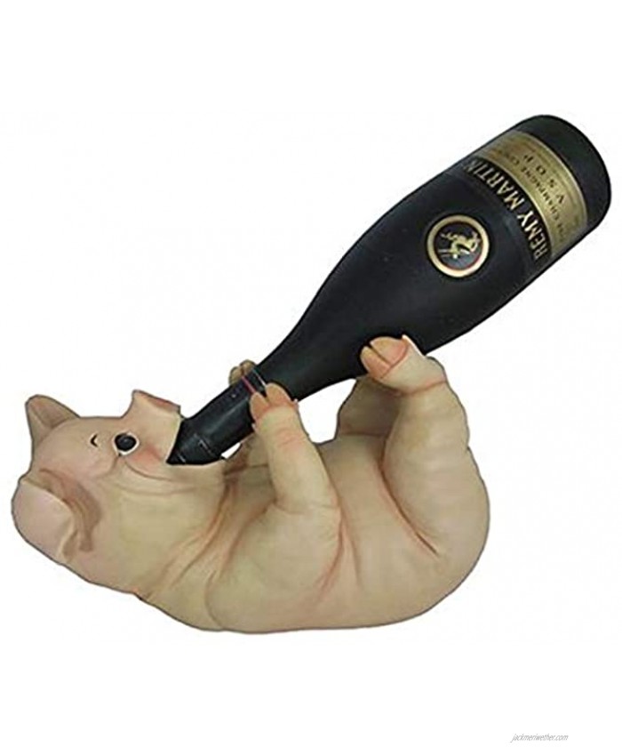Decorative Tabletop Country Pig Wine Bottle Holder 11 Inch