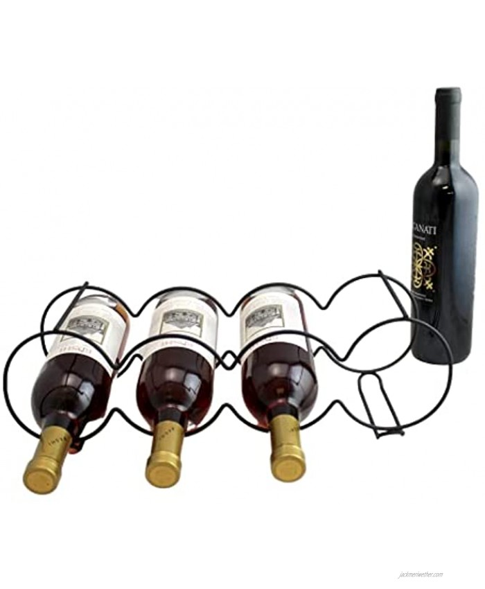 Dependable Stackable Table Top Wine Rack Holds 4 Wine Bottles Black