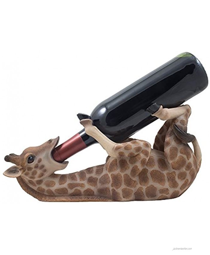 Drinking Giraffe Wine Bottle Holder Statue in African Jungle Safari Sculptures and Figurines Decor & Wildlife Animal Wine Racks and Stands Gifts