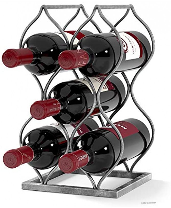 Will's Tabletop Wine Rack Imperial Trellis 5 Bottle Silver – Freestanding countertop Wine Rack and Wine Bottle Storage Perfect Wine Gifts and Accessories for Wine Lovers no Assembly Required