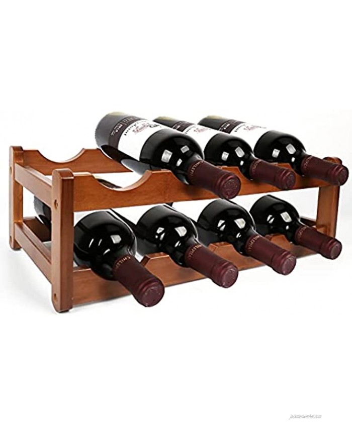 OBloved 2 Tier Stackable Wine Rack Wine Bottle Holder Bamboo Bottle Organizer Countertop Wine Storage Holder Wine Storage Hold 8 Bottles