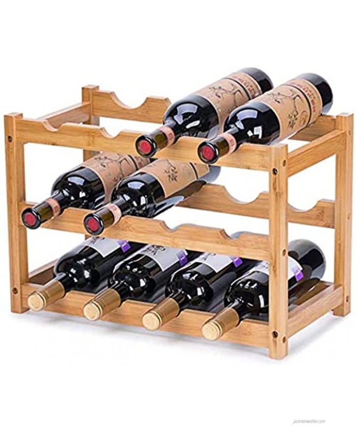 Riipoo Wine Racks Countertop Wine Rack 12 Bottle Wine Storage Holder for Kitchen Pantry Cabinet Bar 3 Tier