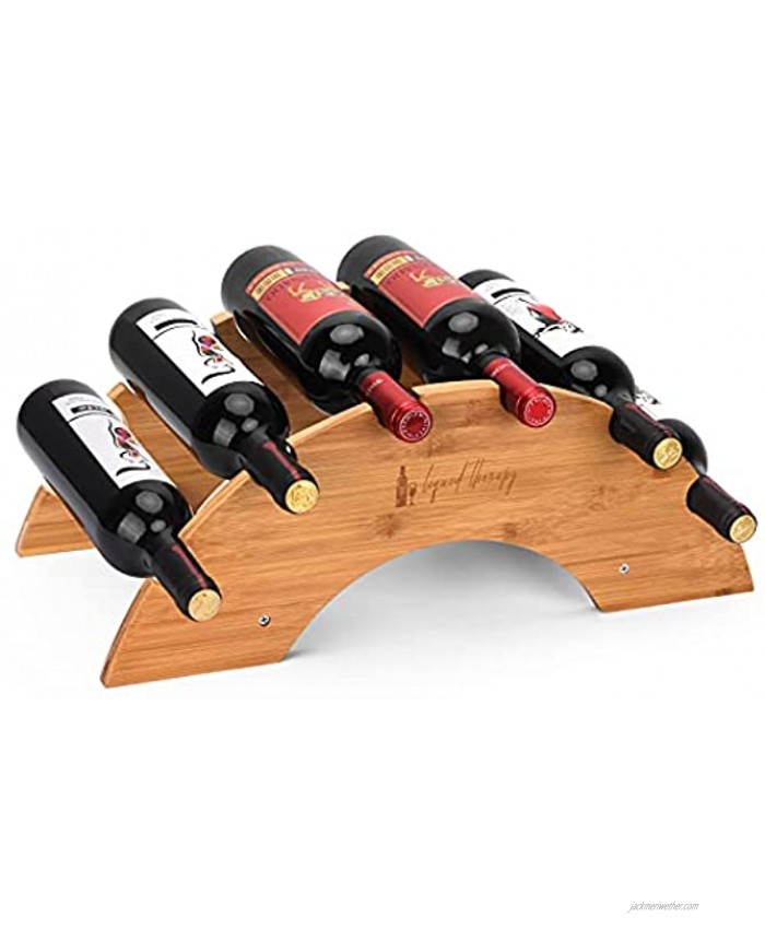Table Top Wine Rack Wooden Bamboo Countertop Wine Rack for Wine Storage and Display Holds 6 Bottles of Wine or Port Free Standing Wine Rack for Wine Lovers Kitchen or Dining.