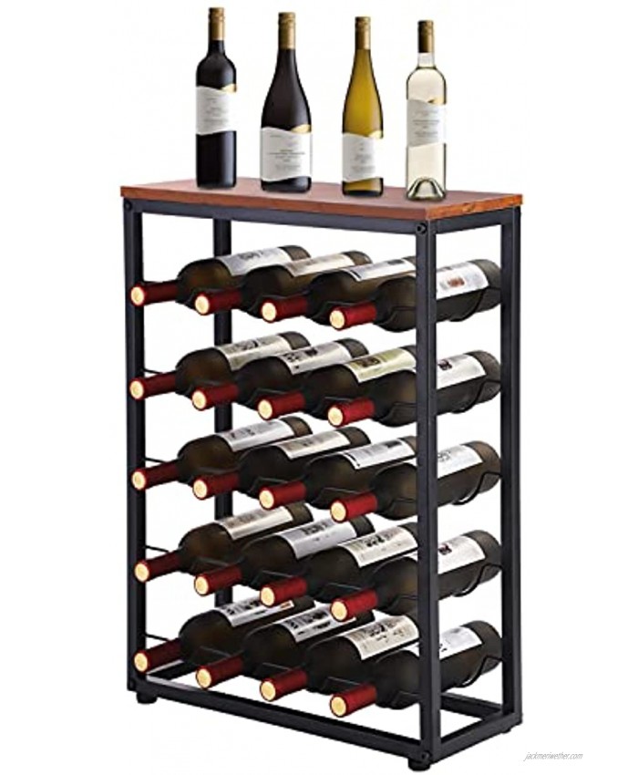 Wine Rack Stand 20 Wine Bottle Holder with Metal and Wood Frame Wine Rack Freestanding Floor for Living Room Kitchen Pantry Wine Cellar