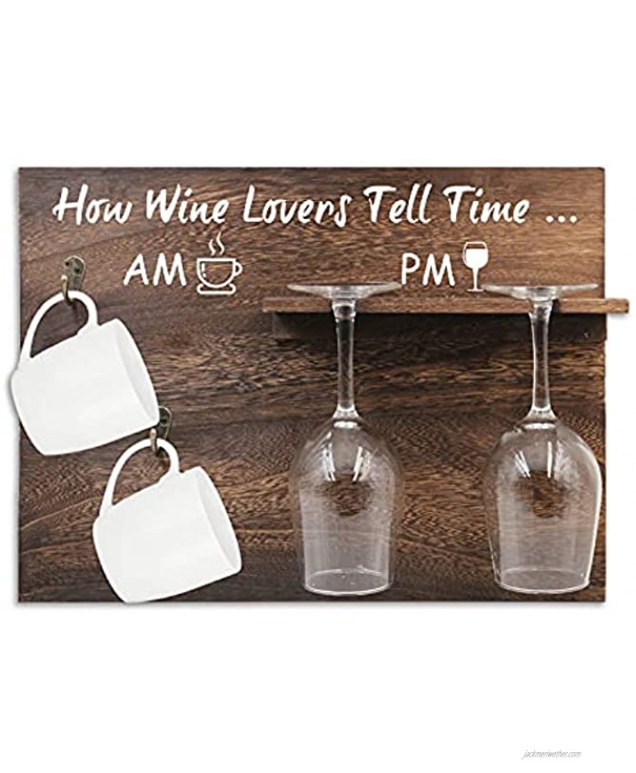 Alrens Wall Mounted Wine Glass Rack Wine Glass Holder Ideal Wine & Coffee Gifts for Women Wine Lovers Decor for Home Bar Dining Room Kitchen
