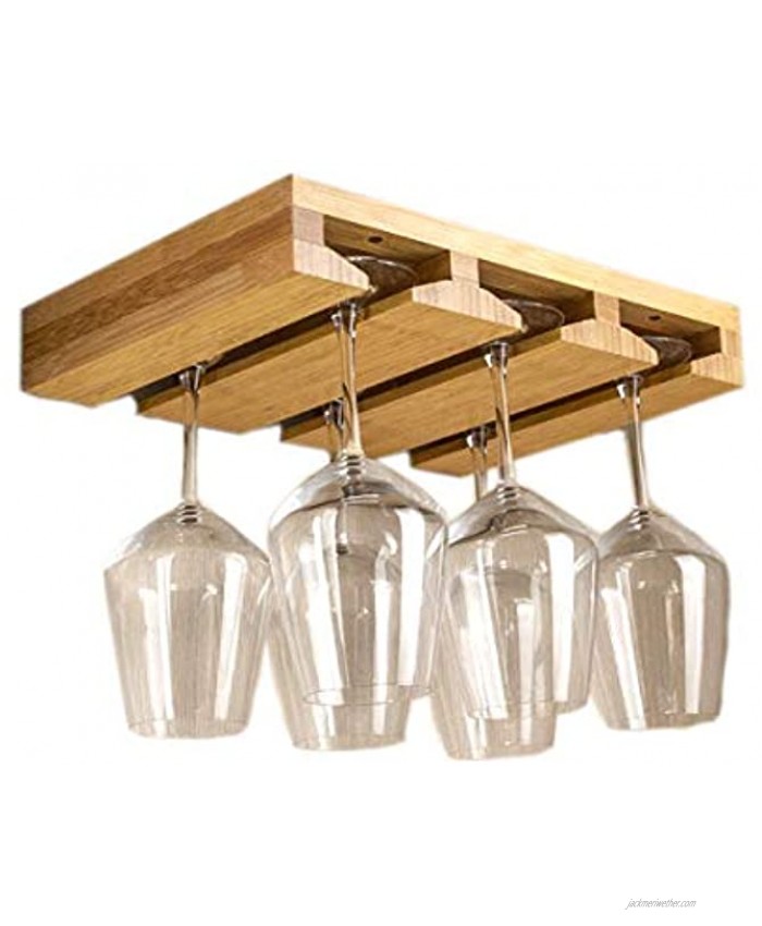 Riipoo Wine Glass Rack Under Cabinet Wine Glass Holder Bamboo Stemware Rack for Home Kitchen Bar