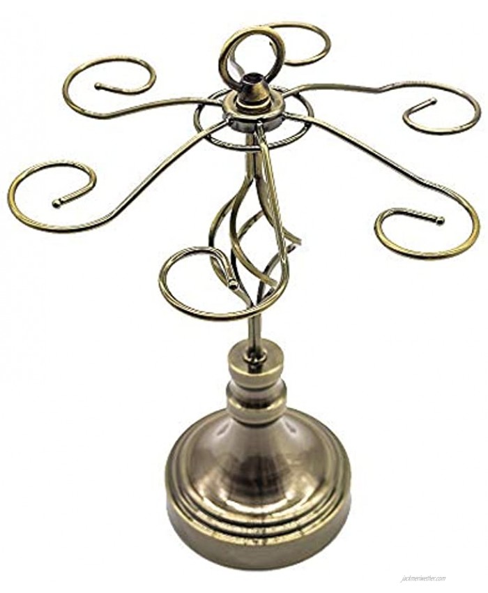 Scrollwork Design Stemware Holder Stand With 6 Hooks,For Setting On Any Counter Or Tabletop Tan