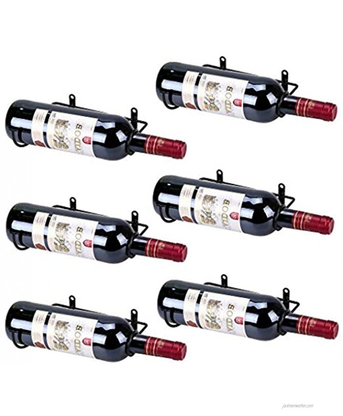 Hipiwe Set of 6 Wall Mounted Wine Rack Holders Metal Wine Bottle Display Holder with Hardware Wall Hanging Red Wine Bottle Organizer Racks for Storage Beverages Liquor Bottle