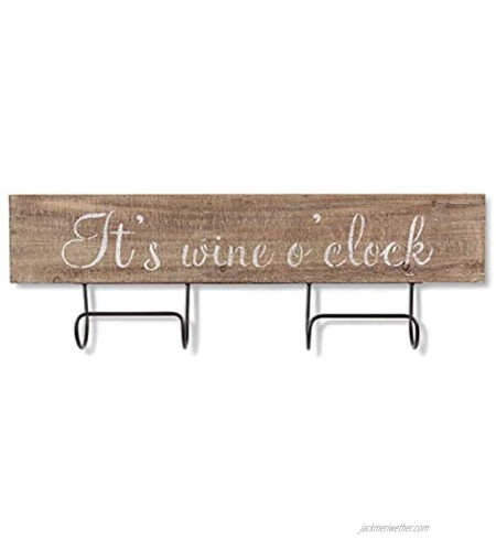 K&K Interiors 14971A 32 Inch Wood and Metal Wall Mounted Wine Rack for 2 Bottles 95% fir wood5% Iron