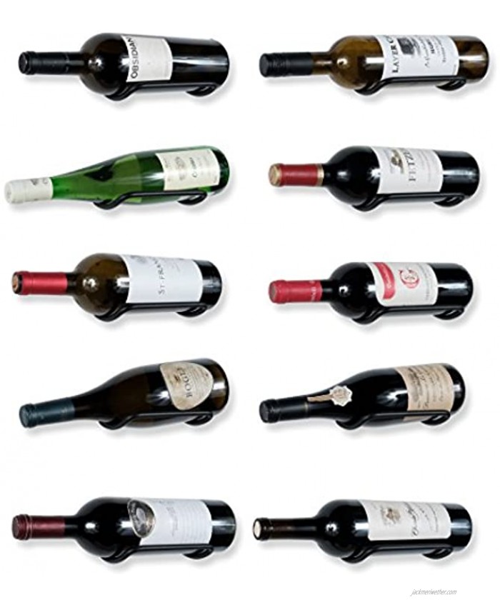 Rustic State Wall Mount Custom Design Iron Wine Bottle Holder Rack for All Adult Beverages or Liquor Set of 10 Black