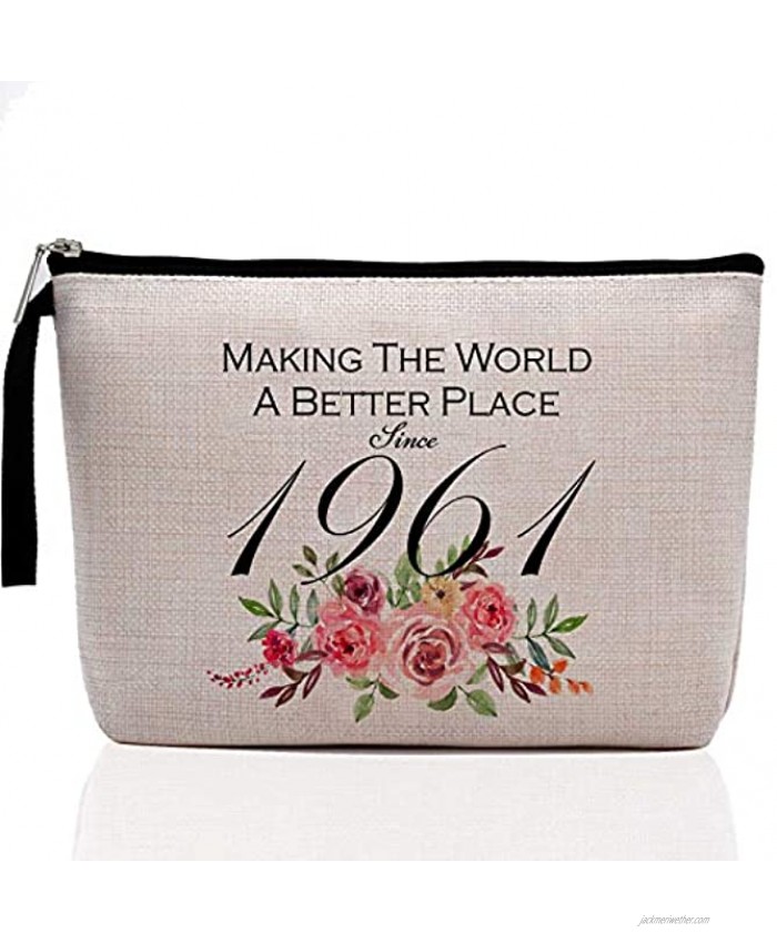 60th Birthday Gifts for Women-Making The World A Better Place Since 1961 40 Years Old Makeup Bag for Her Friend Mom Sister Wife Aunt Coworker Boss