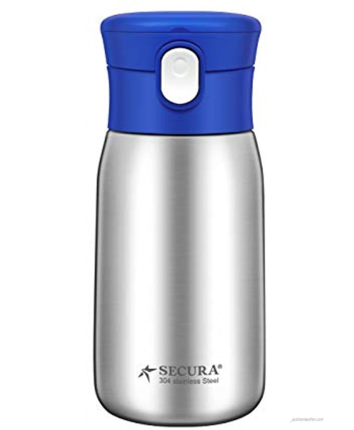 Secura Vacuum Insulated Stainless Steel Straw Water Bottle with Handle 350ml 12oz Blue