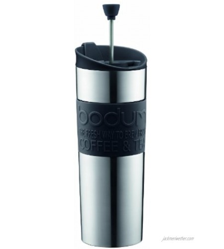 Bodum Travel Press Stainless Steel Travel Coffee and Tea Press 15 Ounce .45 Liter Black