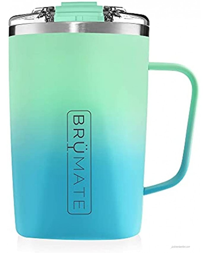 BrüMate Toddy 16oz 100% Leak Proof Insulated Coffee Mug with Handle & Lid Stainless Steel Coffee Travel Mug Double Walled Coffee Cup Seaglass