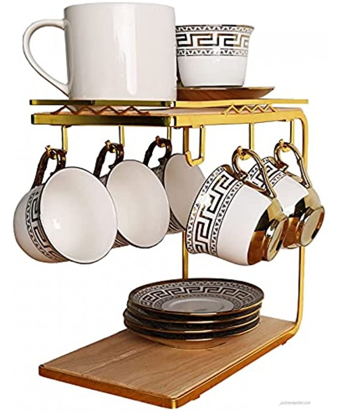 Mug Holder Stand for Counter 6 Hooks Coffee Cup Display Hanger Organizer Storage Rack for Kitchen Cabinet Drying Mug Shelf