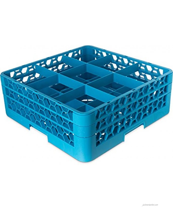 Carlisle RG9-214 OptiClean 9 Compartment Glass Rack with 2 Extenders 5-13 16 Compartments Blue Pack of 3