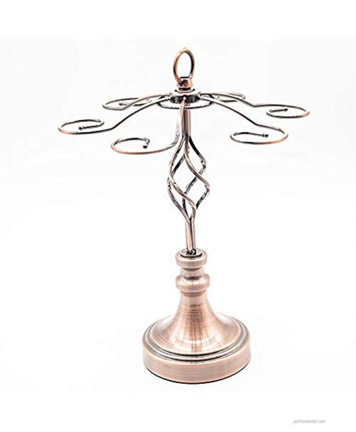 Scrollwork Design Stemware Holder Stand With 6 Hooks,For Setting On Any Counter Or Tabletop Bronze