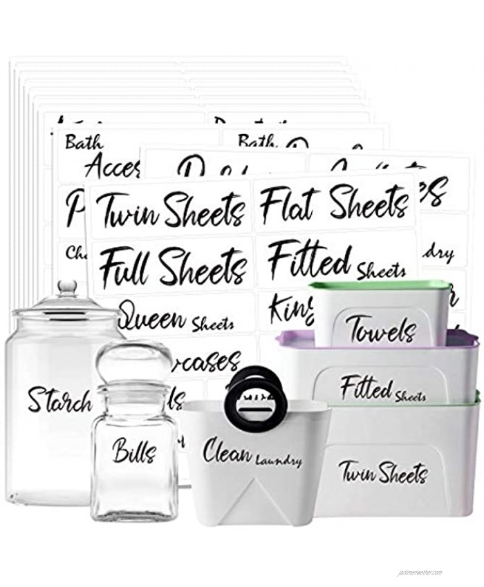 242 PCS Home Office Organization Labels Printed Customizable Water Resistant Stickers with Perforation Line in Various Sizes for Bathroom Living Room Laundry Closet Farmhouse Jars Containers Bins