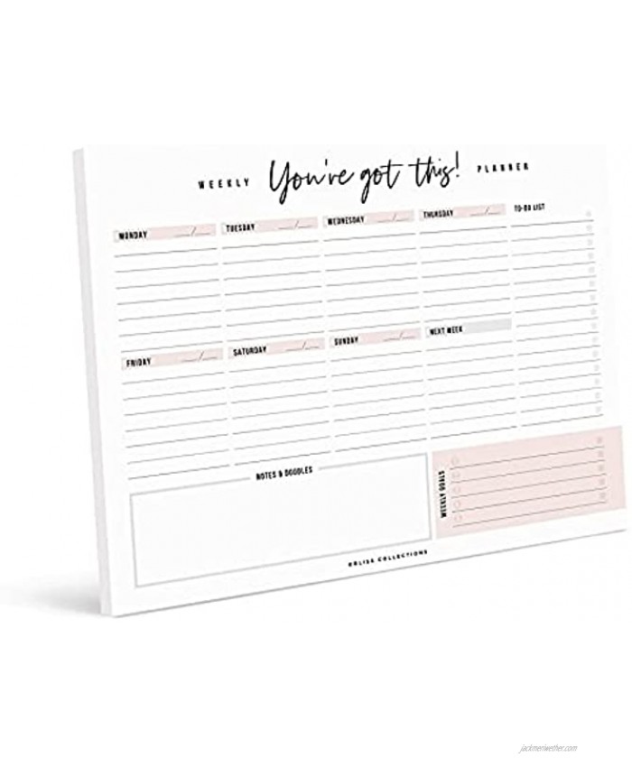 Bliss Collections Weekly Planner 8.5x11 with 50 Undated Tear-Off Sheets You've Got This Calendar Organizer Productivity Tracker for Goals Tasks Notes To Do Lists Keeps You Organized On Task