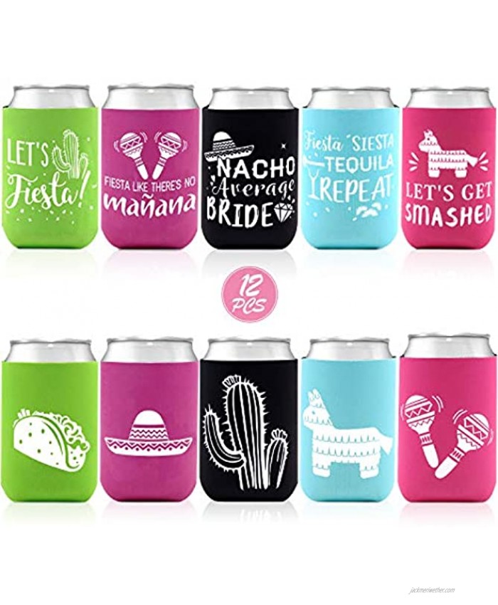 12-Pack Fiesta Bachelorette Party Can Cooler Nacho Average Bride Beer Cooler Sleeves Favor for Mexico Bachelorette Party Supplies Final Fiesta Party Decorations