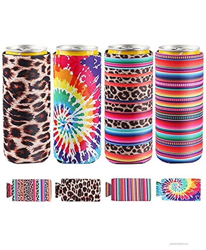 4 Pack Slim Can Sleeves MATCHAIDEN7 Neoprene Slim Can Cooler for 12oz Energy Drink Beer Cans Colorful