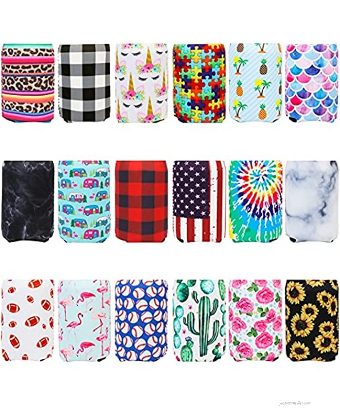 HaiMay 18 Pieces Beer Can Sleeves Beer Can Coolers Drink Cooler Sleeves for Cans and Bottles Fashion Styles