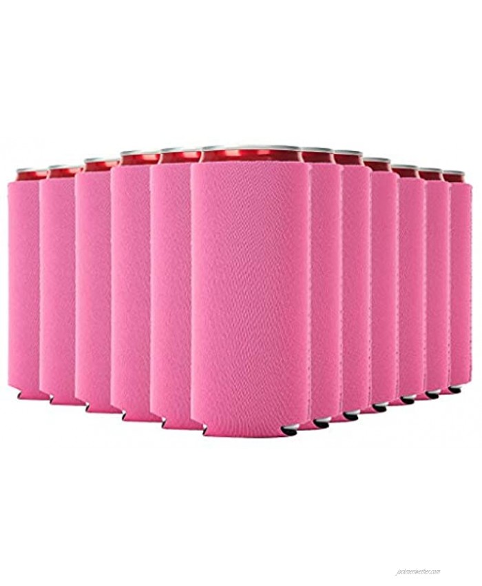 Set of 12 Blank Slim Can Coolers 12 Neoprene slim can sleeves 12oz Blank Beer Skinny Can Cooler Perfect Sublimation Slim Can Cooler Pink