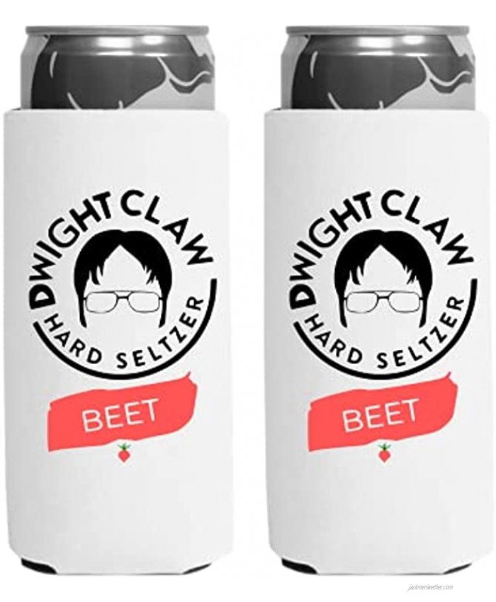 TIPSY UMBRELLA FunnyDwight Claw OFFICE INSPIRED Slim Can Cooler Neoprene Insulated Can Sleeves fits 12oz Skinny Cans like Red Bull White Claw Truly Slim Beer Iced coffee. 2-PACK