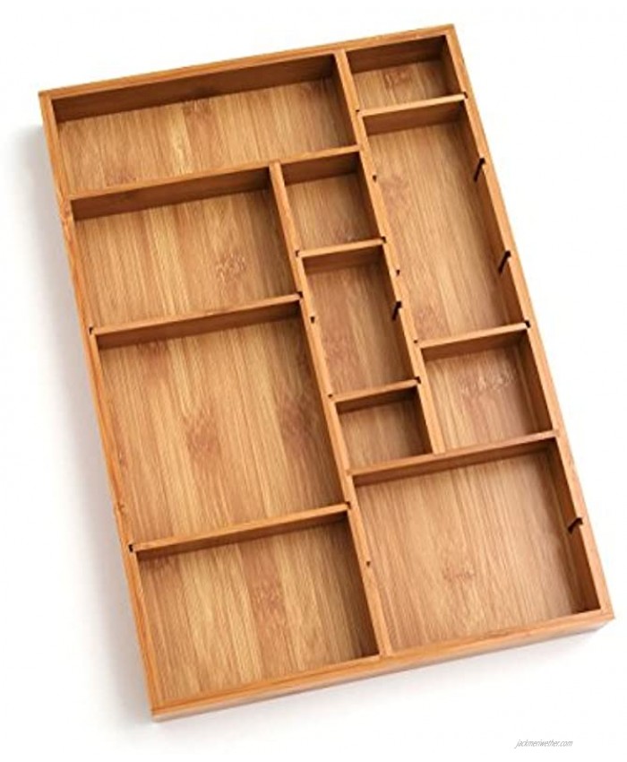 Lipper International 8397 Bamboo Wood Adjustable Drawer Organizer with 6 Removable Dividers 12 x 17-1 2 x 1-7 8