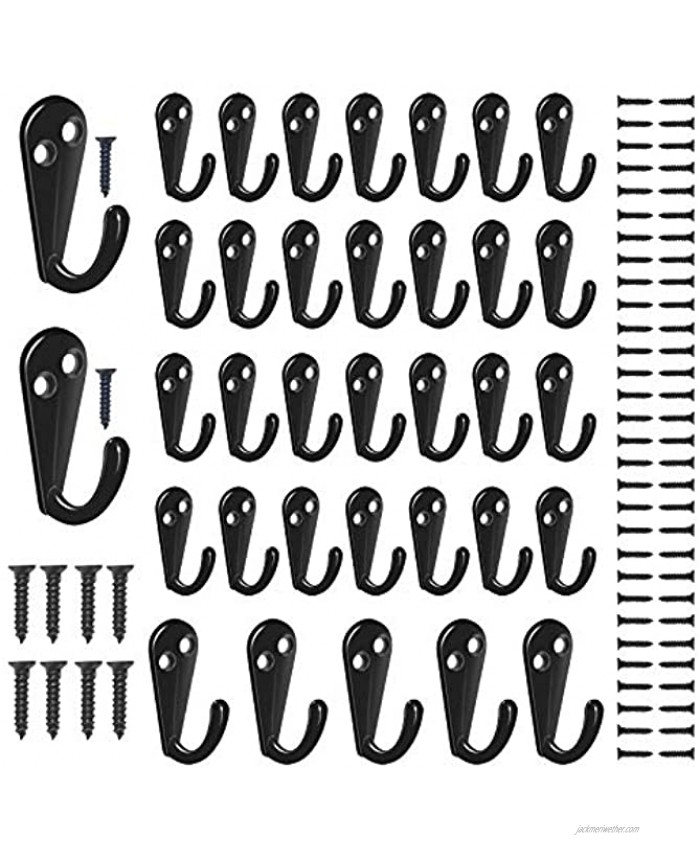 35 Pieces Coat Hooks and Wall Mounted Single Prong Robe Hook  Use for Hanging Mug Cup Coffee Cup Bag Towels Scarf Cup ,Keys and More Include 70 Pieces Screws Black