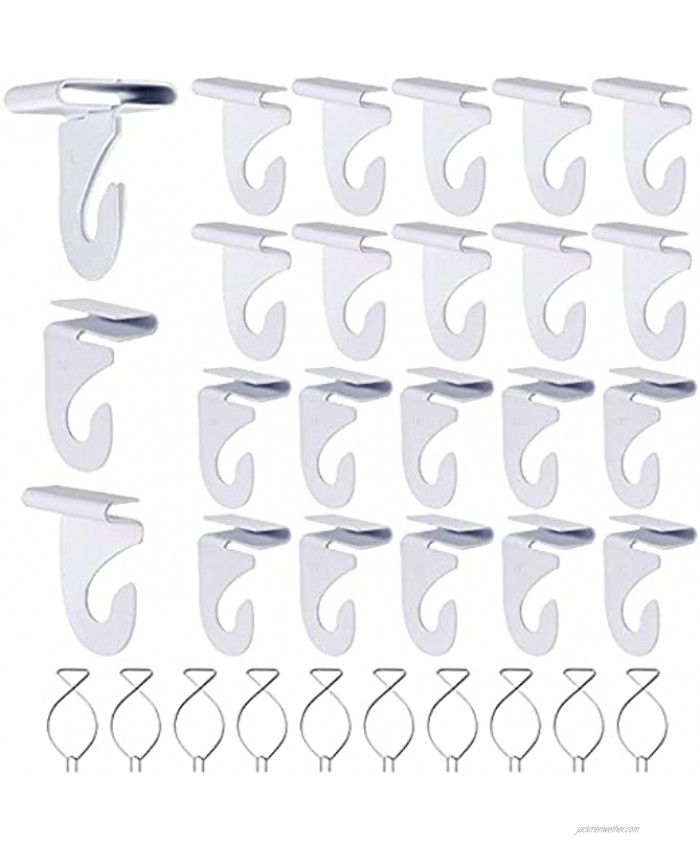 20 Drop Ceiling Hooks for Classrooms & Offices White Heavy Duty Ceiling Hooks for Hanging Plants & Decorations Metal T-Bar Hooks for Suspended Drop Ceiling Tiles