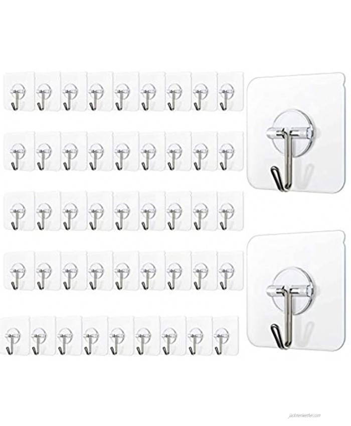 Adhesive Hooks 40 Pack 22lbMax Adhesive Wall Hooks Heavy Duty Self Adhesive Hooks for Kitchens Bathroom Office by COLOGO