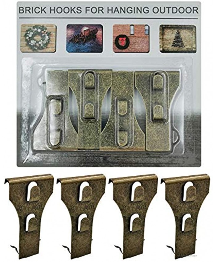 Brick Hook Clips Bricks Hook Clip for Hanging Outdoors Wall Pictures Metal Brick Hangers Fastener Hook Brick Clamps Brick Hooks Fireplace 4 PackFit Brick 2-1 4 to 2-2 5 inch