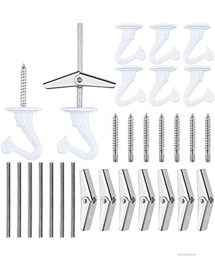 Ceiling Hooks MENOLY 8 Packs Swag Ceiling Hooks for Hanging Plants Heavy Duty Swag Hook with Hardware Including Screws and Toggle Wings for Ceiling Installation Wall Fixing White