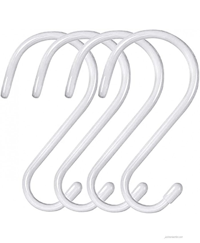HiGift Large Vinyl Coated Closet S Hooks 6 Inch for Hanging Clothes Heavy Duty White Closet Rod Hooks for Hanging Purses Backpacks Satchels Handbags Jeans Tote Towels -4 Pack