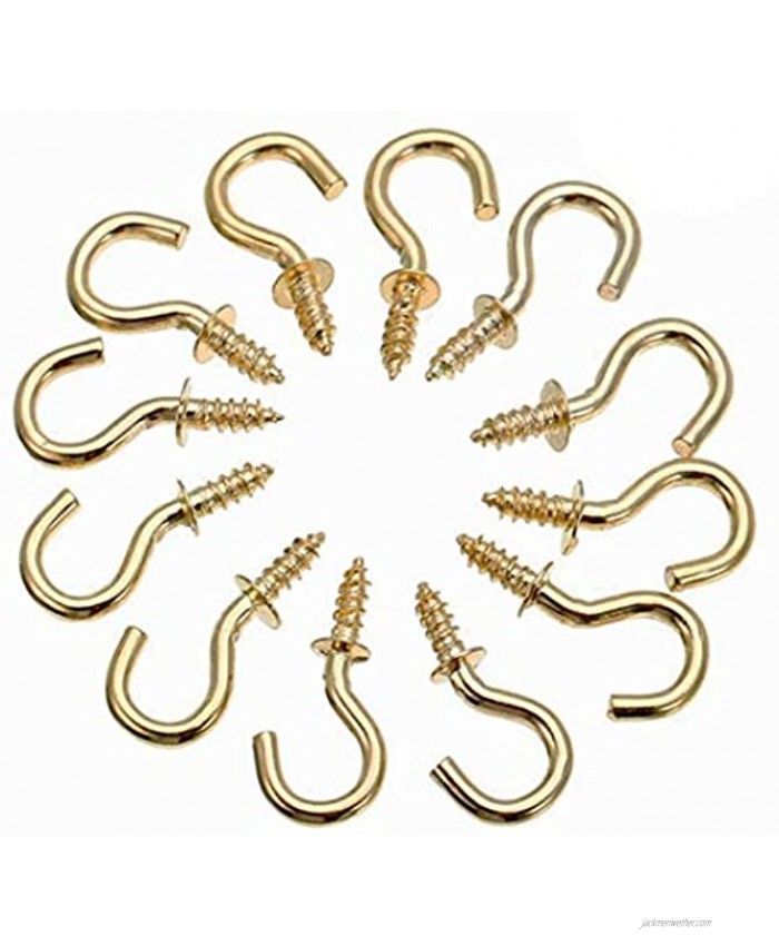 Mini Ceiling Screw Hooks Hanging Cup Hooks Brass Plated 50 Pcs 1 2 inch