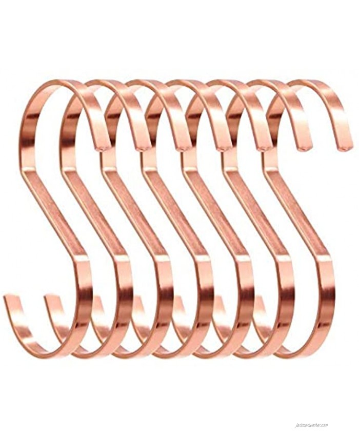 SumDirect 10pcs 4 Inch Rose Gold Flat S Hooks Heavy Duty Stainless Steel S Shaped Hooks for Hanging Pots and Pans,Outdoor Plants and Clothes