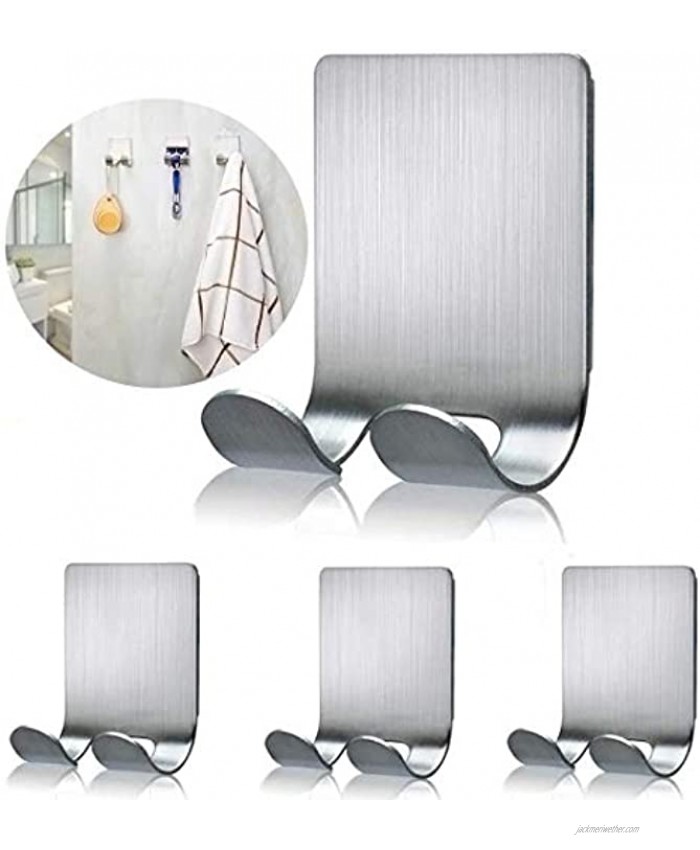 Fotosnow Razor Holder for Shower Wall Adhesive Shower Hooks Shaver Holder Hanger Stand Stainless Steel Utility Hook Bathroom Kitchen Organizer-4 Packs