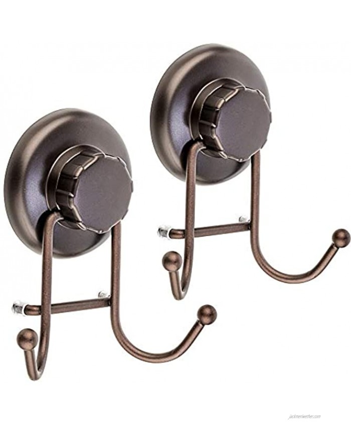 HASKO accessories Powerful Vacuum Suction Cup Hooks Heavy Duty Organizer for Towel Bathrobe and Loofah Shower Hooks for Bathroom & Kitchen Adhesive 3M Stick Discs Bronze 2 Pack