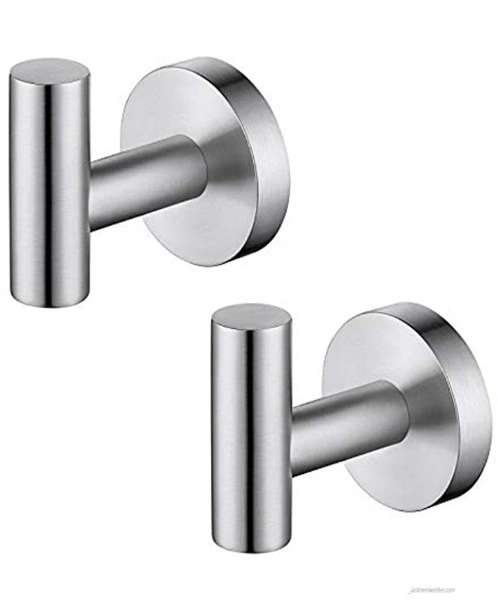 KES Bathroom Wall Towel Hooks No Drill Heavy Duty Robe Hook Holder SUS304 Stainless Steel Brushed 2 Pack A2164DG-2-P2