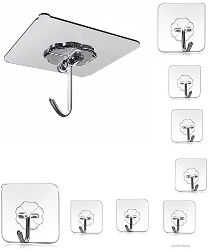 PGLY Adhesive Hooks Kitchen Wall Hooks Heavy Duty 13.2lbMax Nail Free Sticky Hangers with Stainless Waterproof & Oilproof Seamless Hooks Utility Towel Bath Ceiling Hooks