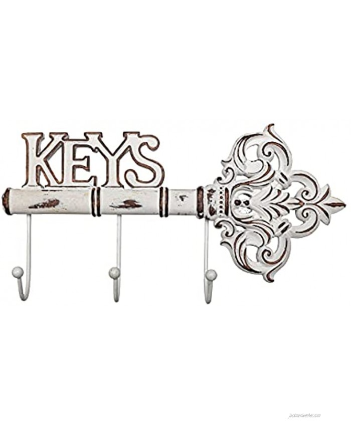 GEEKIA Wall Mounted Key Holder Vintage Key with 3 Hooks ,Wall Decorative Key Holders Decorative Vintage Rustic Key Hanger White