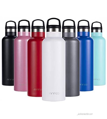 Insulated Water Bottle Stainless Steel Vacuum Insulated Double-Wall Thermos,20OZ Water Bottle with Handle Lid White