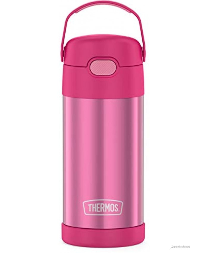THERMOS FUNTAINER 12 Ounce Stainless Steel Vacuum Insulated Kids Straw Bottle Pink
