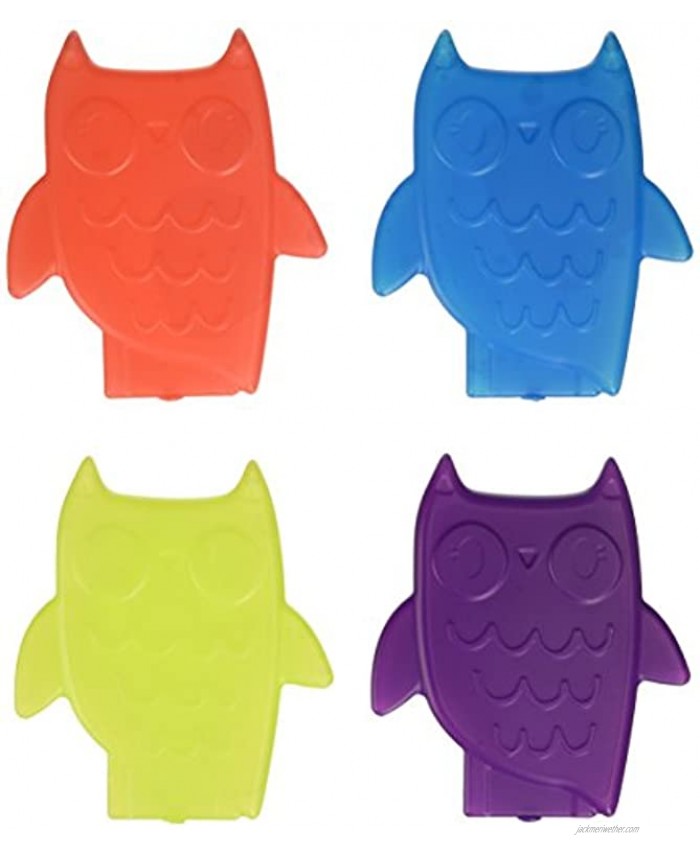 Fit + Fresh Cool Coolers Slim Ice Packs Owls Shaped Long Lasting Ice Packs for Lunch Bags Picnic Baskets Coolers and More Set of 4 Multicolored