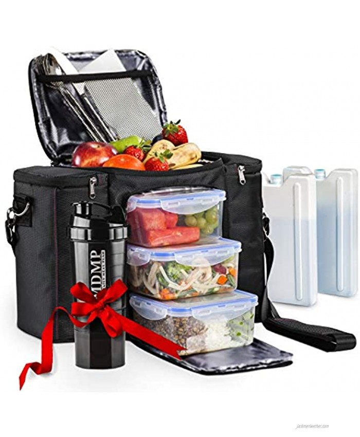 <b>Notice</b>: Undefined index: alt_image in <b>/www/wwwroot/jackmeriwether.com/vqmod/vqcache/vq2-catalog_view_theme_astragrey_template_product_category.tpl</b> on line <b>148</b>Meal Prep Lunch Bag Box For Men Women + 3 Large Food Containers 45 Oz. + 2 Big Reusable Ice Packs + Shoulder Strap + Shaker With Storage. Insulated Lunchbox Cooler Portion Control Set Black