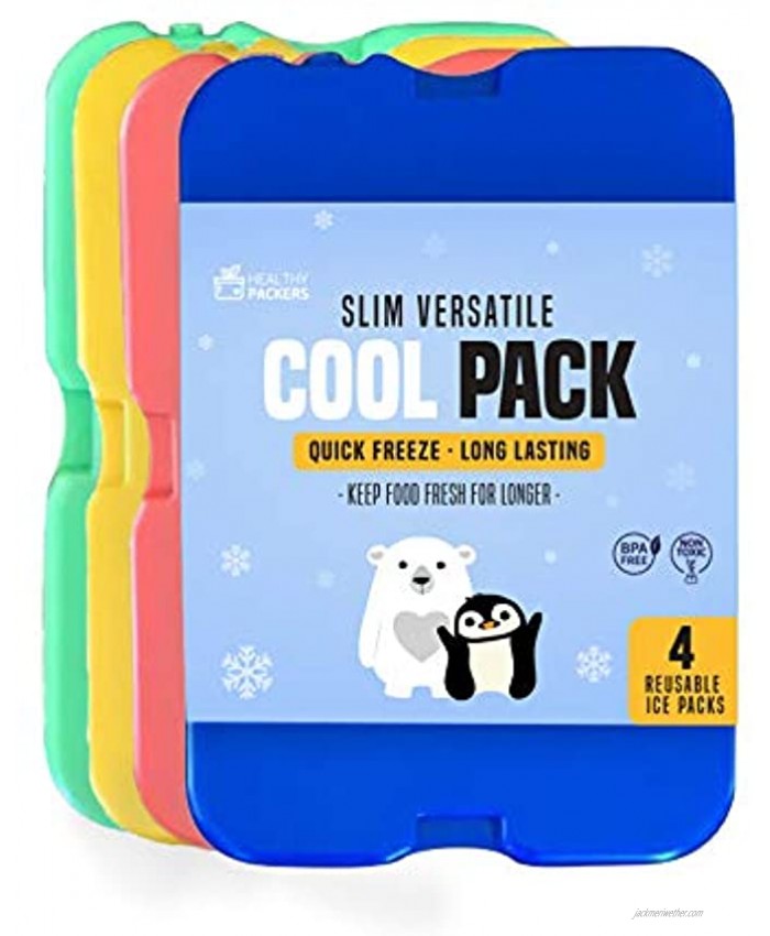 [NEW] Ice Packs for Lunch Box Freezer Packs Original Cool Pack | Slim & Long-Lasting Ice Pack for your Lunch or Cooler Bag 4pk